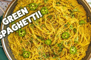Green Spaghetti! (Spaghetti Verde Recipe with Poblanos and Tomatillos)