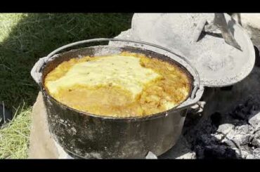Campfire Dutch Oven Chili and Cornbread