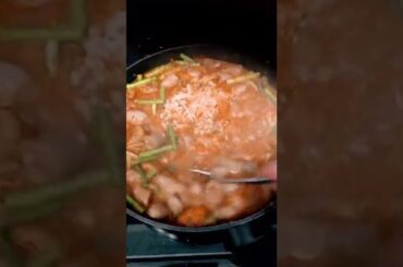 Brazilian Chili Chicken Hearts with garlic stems and enoki mushrooms #nosetotail