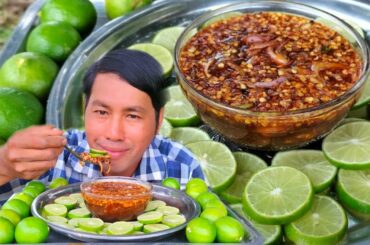 Wow wow wow Eating Lemon with Fish Sauce Spicy Chili Recipe | So yummy
