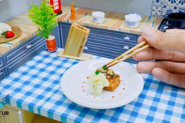 Step by Step Miniature Tofu with Mushroom Sauce and Boiled Cauliflower Recipe / Mini Food