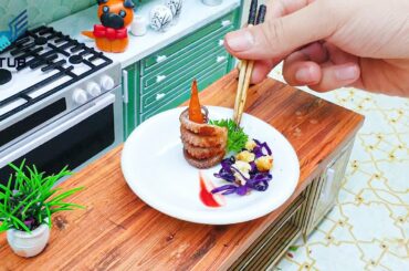 Step by Step Mini Pan fried Korean Octopus with Stir Fried Vegetables Recipe / Food Cooking