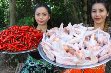 Yummy cooking Fried chicken wing with chili recipe - fried spicy chicken