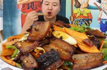 Traditional Home cooked Chili Fried Bacon, A Delicious Taste Not To Be Missed | Mukbang