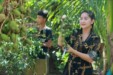 Pick June Plums for Pickle: Crunchy June Plums Eating Extreme Spicy Chili salt