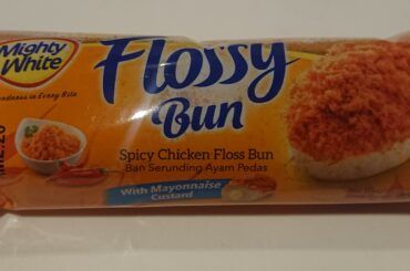 Spicy Chicken Floss Bun with Mayonnaise Custard filling. Not your average snack, but pretty good!