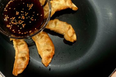 Fried sriracha chicken potstickers with Korean-inspired gyoza sauce