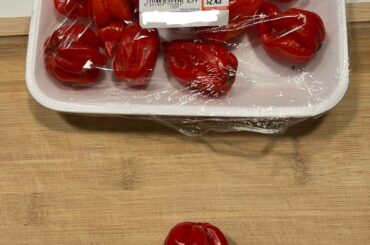 My first time trying a fresh habanero pepper pod. Delicious!