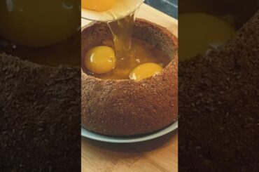 Pour eggs over bread #shorts #recipe #cooking #food