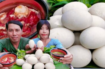 Amazing yummy eating duck egg grilled with chili sauce recipe- eat delicious