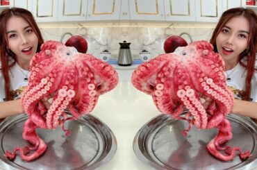 Cook and eating spider octopus with chili sauce recipe