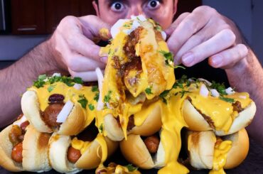 MESSY Chili Cheese Dog PARTY ! #shorts