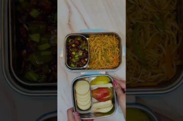 Desi lunchbox ideas for school| Chowmein and Chili Mushroom #shorts #youtubeshorts #lunchbox