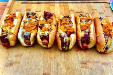 Texas Chili Cheese Dog | Hot Dogs with Chili - Cheese | and Nachos@Kochen Rezepte