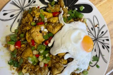 Nasi goreng. Spiced with extra hot chilli flakes and birds eye chillis