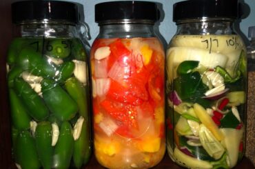 3 half gallon jars with fermenter lids & various spicy boi’s from my garden. Aka, future hot sauce.