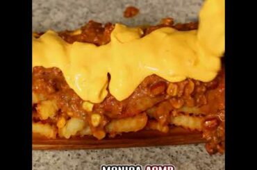 ASMR & RECIPE * EXTRA CHEESY CHILI CHEESE FRIES * MUKBANG #shorts