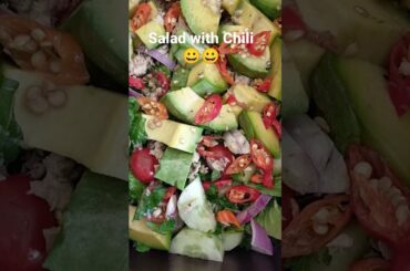 lunch with salad and full of Chili! #salad #jenlaparofficial