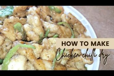 chicken chili dry recipe//restaurant style easy chicken chilli dry by yumms_bake