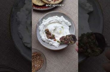 Labneh recipe - chilli sumac crunch - black olive, preserved lemon goodness #shorts