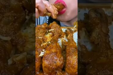 ASMR SPICY CHICKEN CURRY, DUM ALOO, EGG, PURI, BASMATI RICE, CHILI MASSIVE #shorts #asmr #stellaasmr