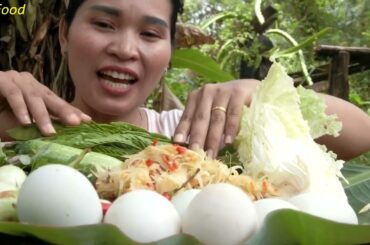 New Cooking Papaya & Chili Very Hot And Eating with Eggs Recipe
