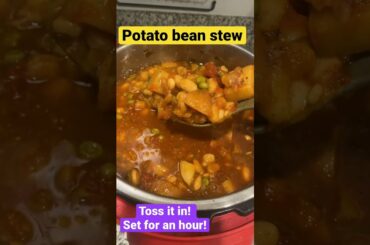 Make this plant-based White Bean Chili Potato Stew for a hearty and delicious dinner tonight!