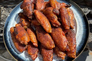 Chicken wings coated with a homemade blend of chili powders, garlic, onion, and crushed ghost pepper.