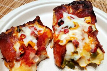 put fresh habanero and cayenne from garden onto leftover pizza before warming it up