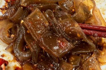 Tapioca noodles dry style with sauce. i threw in chili sambal, Lao Gan Ma chili crisp, red pepper flakes, and thin slices of Reaper from my backyard. my lips are numb lol