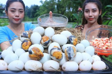 Amazing cooking Boiled duck's egg and grilled with chili sauce recipe