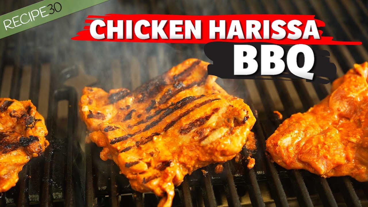 BBQ CHICKEN HARISSA the best garlic chili BBQ chicken recipe! Chili