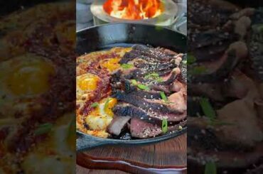 Steak and Chili Oil Eggs Recipe | Over The Fire Cooking by Derek Wolf