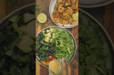 Green Chili Tequila Lime Shrimp Salad #shrimp #tequila #chili #lime #salad #food #cooking #recipe