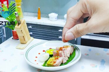 Mini Food Ymmy Pan-fried Tuna with Green Chili Salt Sauce / ASMR Tuna And Green Chili Recipes