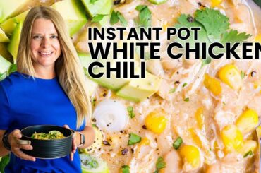 INSTANT POT WHITE CHICKEN CHILI | easy no saute, one pot, 5 min prep