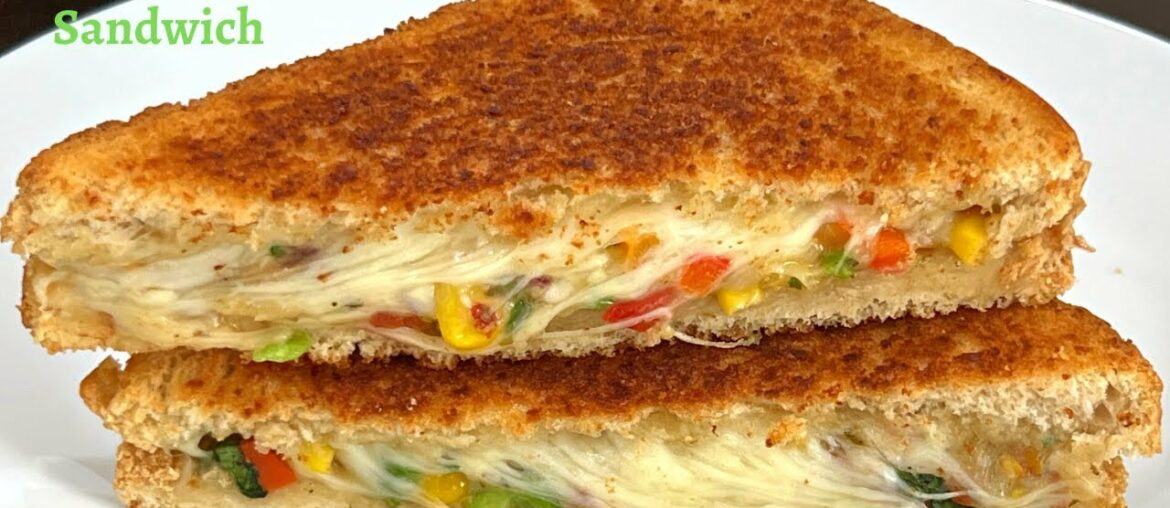 Cheesy Veg Sandwich Recipe - Veg Chili Cheese Toast Sandwich - Cheese Sandwich-Quick & Easy Sandwich