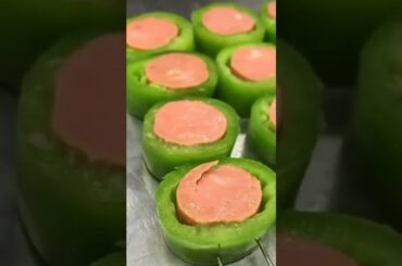 Quick Cooking #541 stuffed green chili with Sausage is so delicious #shorts