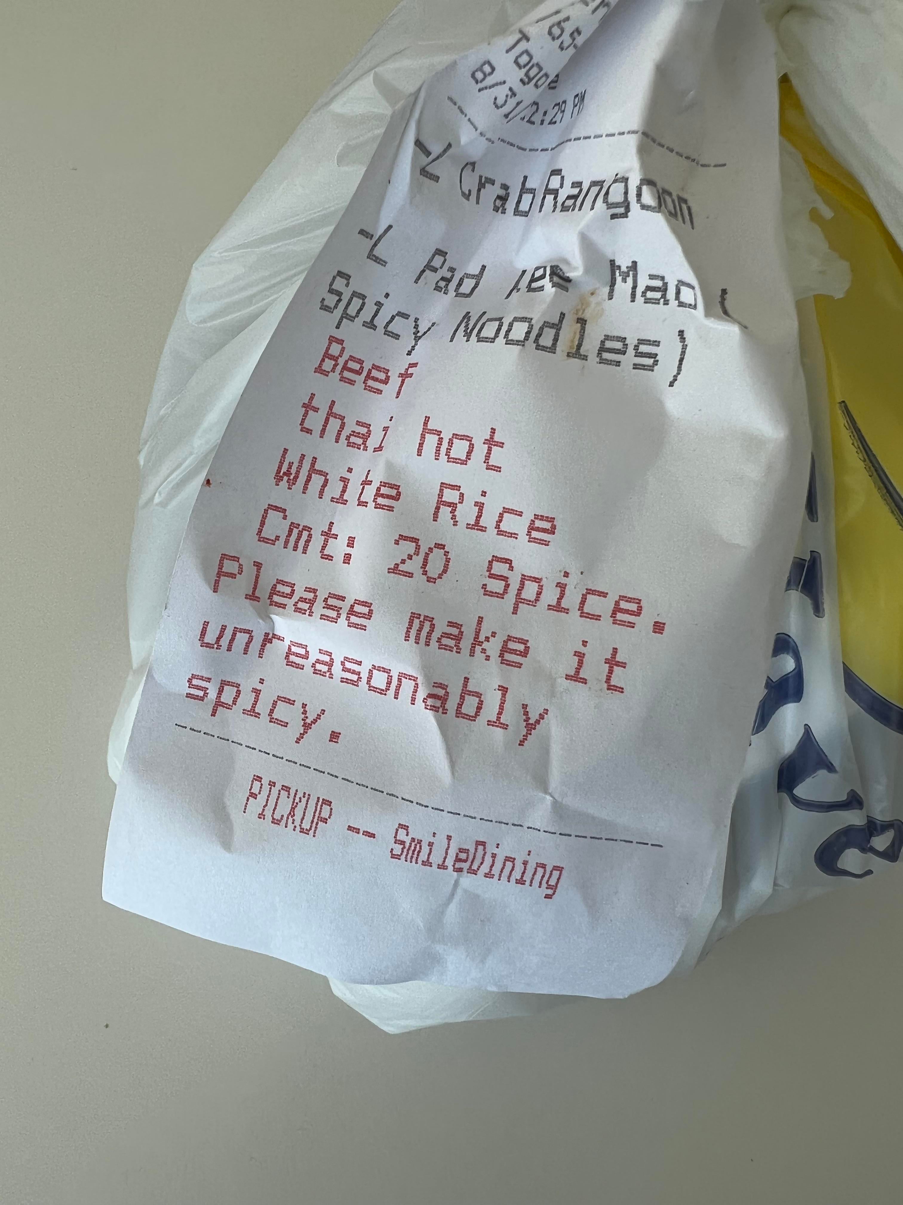 When the online ordering at your favorite Thai place stops at Thai hot