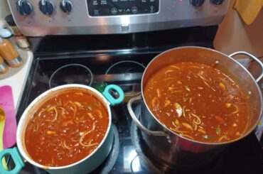 Chili Season is upon us! Large pot has 4 Carolina Reapers diced and mixed in.