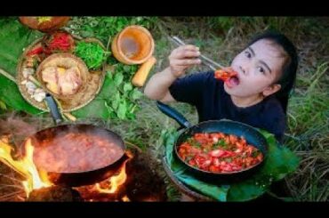 Wow  cooking skill-Spicy Stir Fried  Chicken with Chili recipe - vegetable recipe -Survival Skill