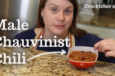 This spicy crockpot chili recipe is JUST FOR GUYS (jk it's for everyone)