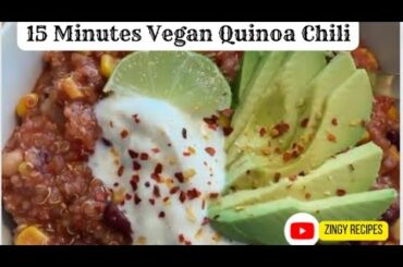 15 Minutes Vegan One Pot Quinoa Chili #vegan #shorts #recipes