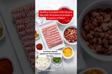 Healthy Crockpot Chili Cheese Dip #chili #slowcooker #lowcalorie #highprotein #lowcaloriemeals