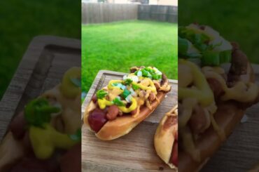 Delicious Chili cheese dogs #grillin #hotdog #chili #gameday #delicious #youtubeshorts
