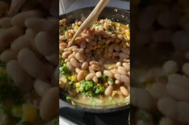 White Chicken Chili Pie with Pumpkin Cornbread Crust