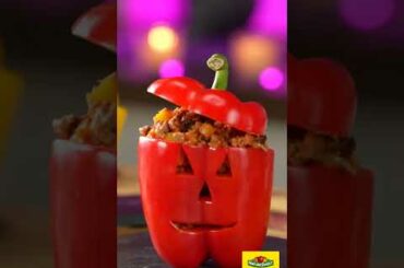 Halloween Recipe Fun - Chili Stuffed Peppers #shorts