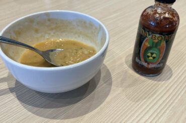 My office cafeteria has the standards (Tabasco, sriracha, etc.) so I asked the kitchen manager if he could order some sauces on the spicier side. He certainly took that request seriously.