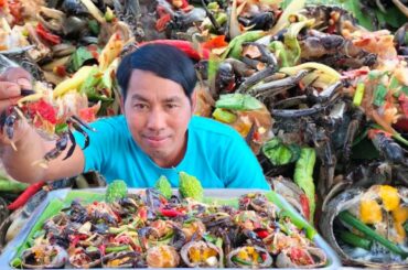 Yummy Cooking Crab Salad Super Hot Chili Recipe | Eating Crab Sala Delicious