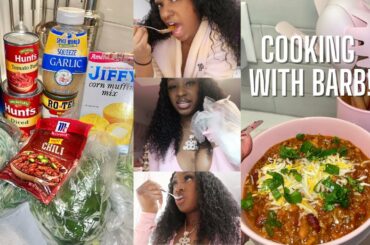 COOKING W/ BARB: MY SPICY HOMEMADE CHILI RECIPE | PERFECT FOR COLD WEATHER DAYS | Boujee Barbiee